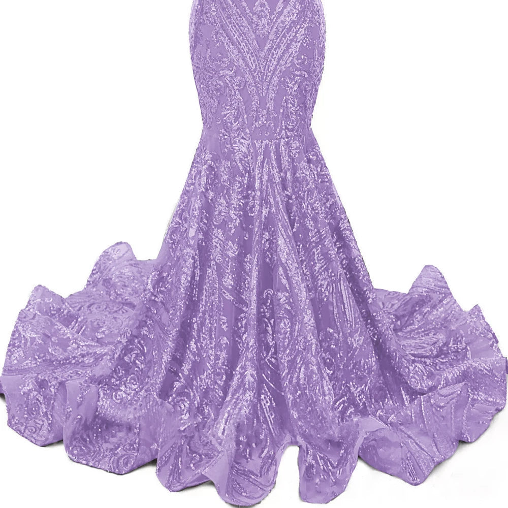 Elegant Royal Blue Mermaid Prom Dress For Black Girl Sparkly Lace Sequined African Women Long Prom Birthday Gowns Customized