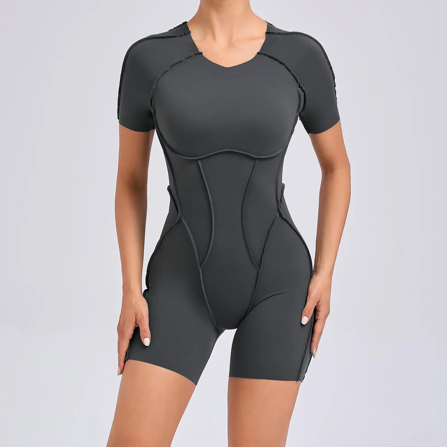 Sexy Hollow Backless Yoga Sport Jumpsuit Short Women Monkeys One Piece Outfit Short Sleeve Gym Romper Female Fitness Overalls