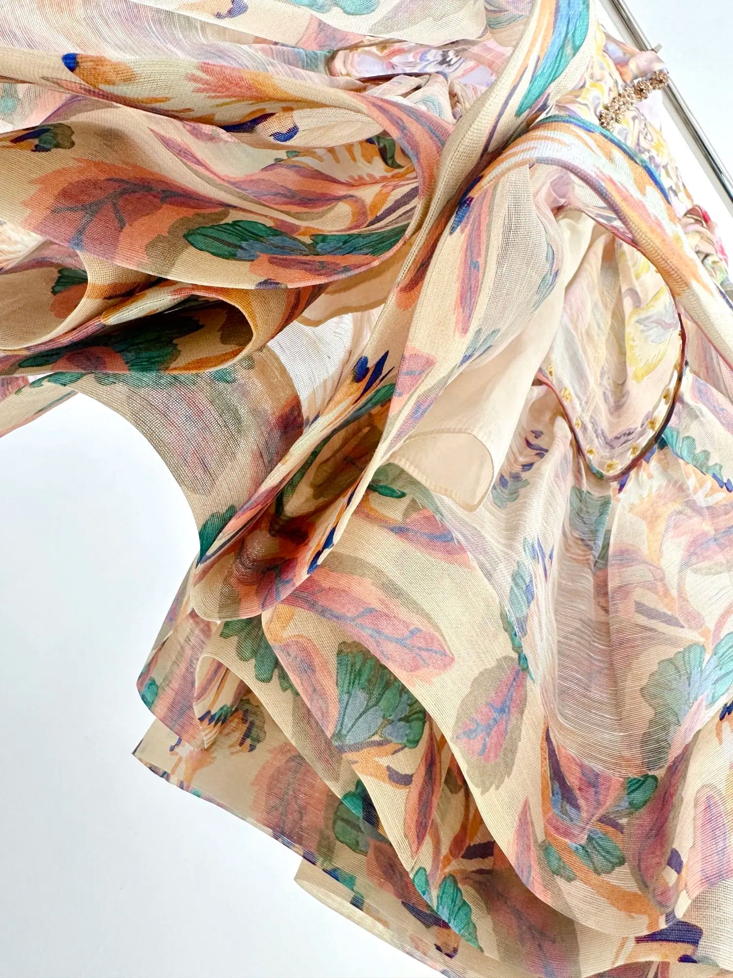 Zimm Silk Linen Printing Mini Women Dress Runway Designer Chic High Quality European