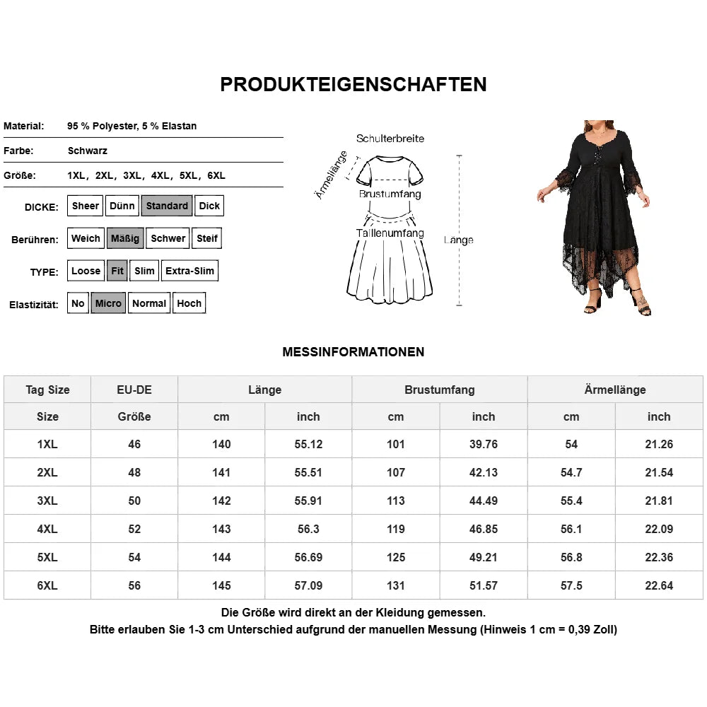 Plus Size Black Women's Dress Gothic Lace Female Clothing