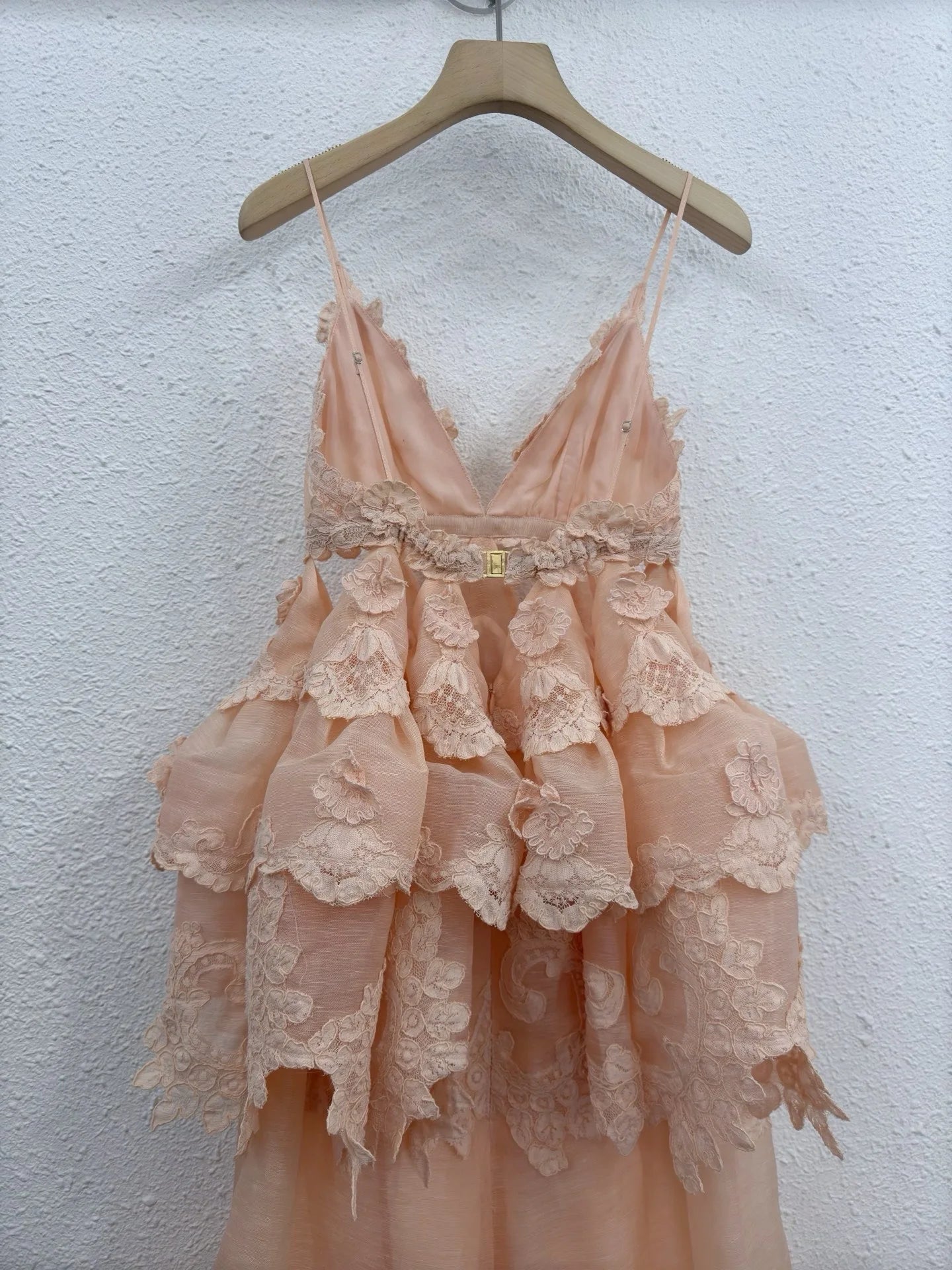 Zimm Bohemian Vintage Backless Luxury Runway Designer Silk Linen Solid Lace Spaghetti Strap Midi Women Dress High Quality