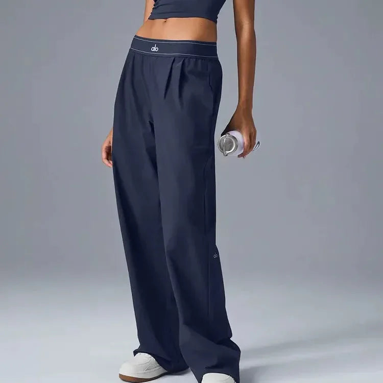 ALO 2025 fashion casual long pants High waist casual sports straight leg God pants women loose and draped dress pants