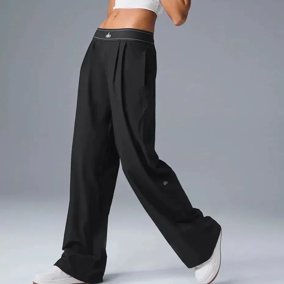 ALO 2025 fashion casual long pants High waist casual sports straight leg God pants women loose and draped dress pants