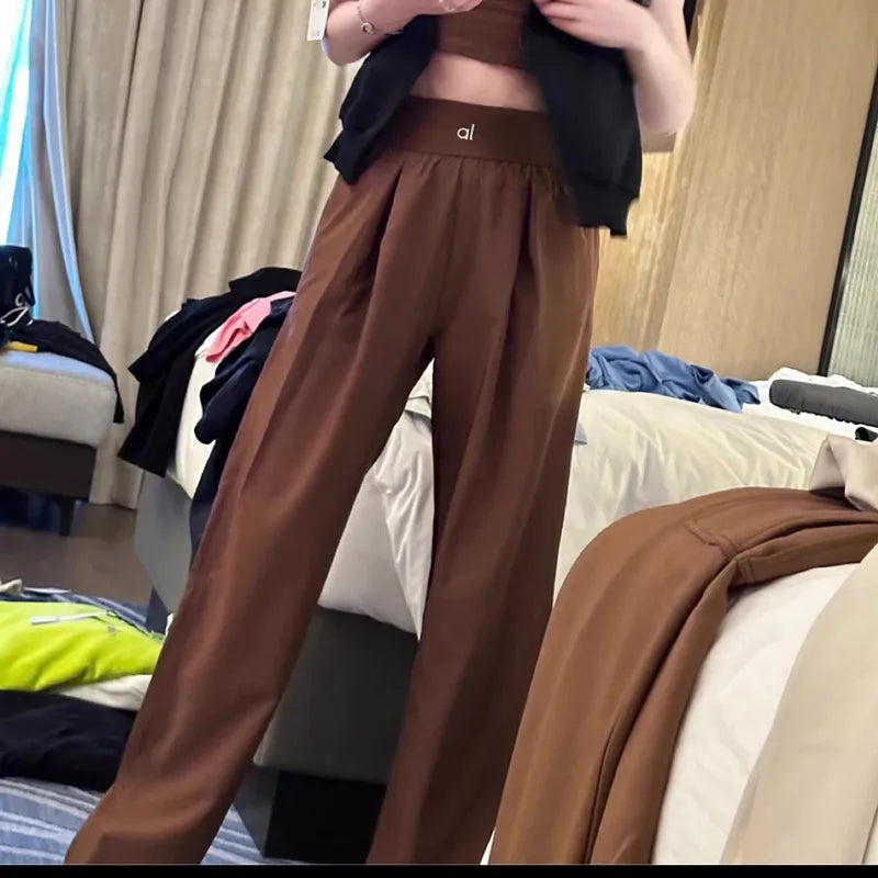 Air pants naked feeling sports straight pants high waist wide leg pants casual relaxed breathable yoga wide leg pants women