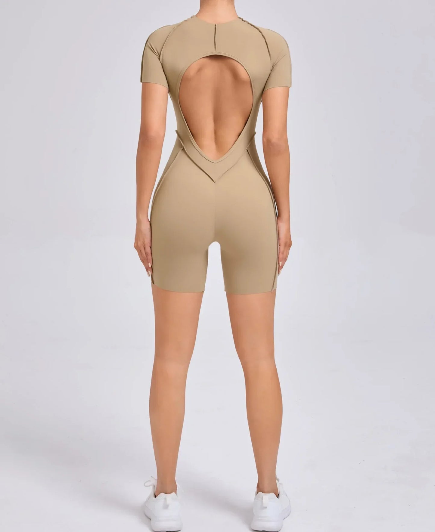 Sexy Hollow Backless Yoga Sport Jumpsuit Short Women Monkeys One Piece Outfit Short Sleeve Gym Romper Female Fitness Overalls