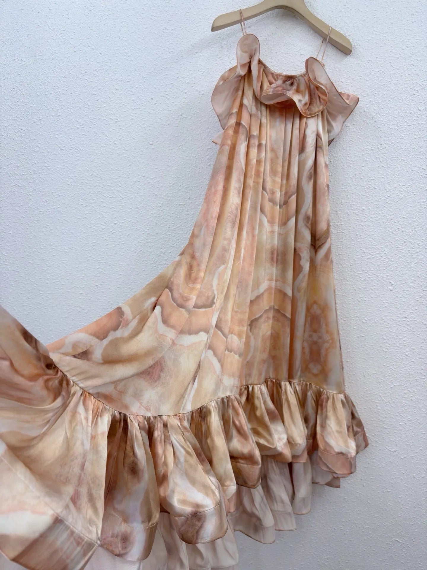 Zimm Vintage Bohemian Runway Designer Silk Linen Floral Printing Spaghetti Strap Women Midi Dress Chic Elegant Luxury