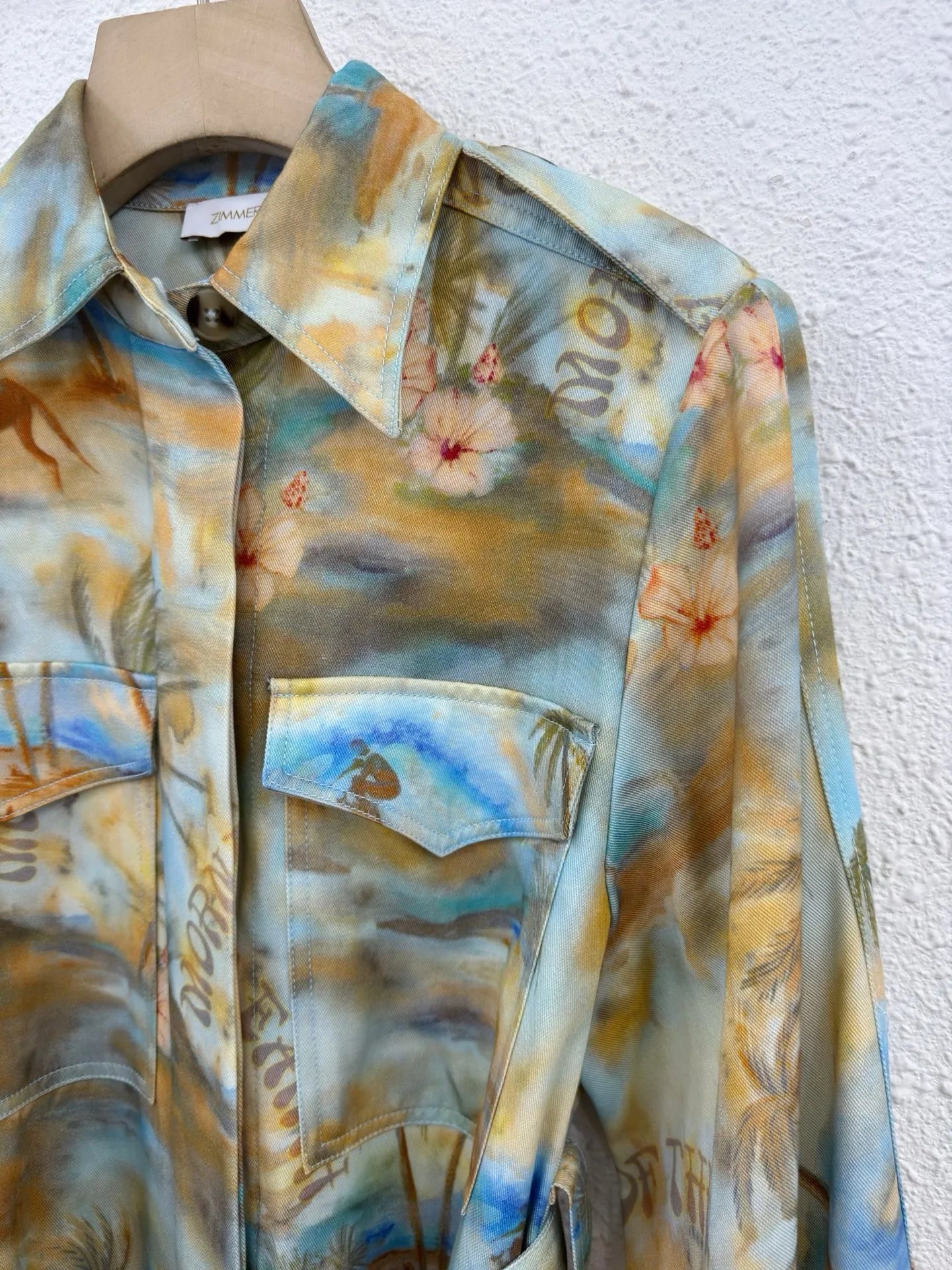 Zimm Women Long Lantern Sleeve Turn-down Collar Printing Midi Dress Chic Vintage Bohemian Elegant Luxury Runway Designer