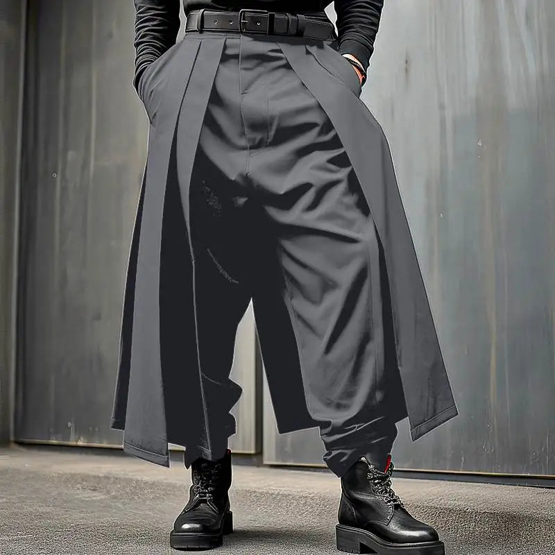MAN Pants Solid Color Joggers Loose Button Pleated Casual Wide Leg Trousers Men Streetwear 2024 Fashion Pants