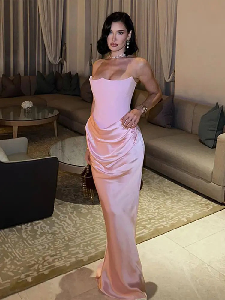 Sexy Long Elegant Off-shoulder Strapless Ladies Evening