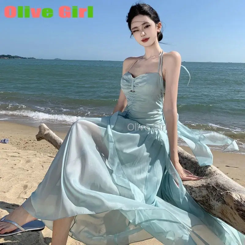 Beautiful Women's   Summer French Halter Long Dress Bodycon Birthday Party Dance