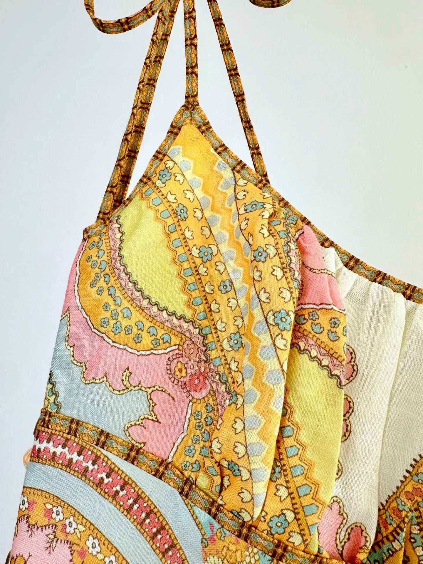 Zimm Printing Linen Midi Women Dress High Quality Runway Designer Spaghetti Strap Summer