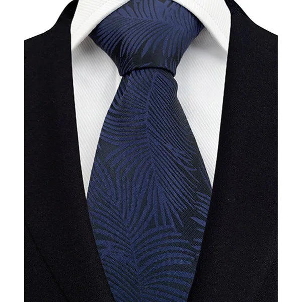 Luxury 8CM Mens Necktie Navy Blue Color Dot Stripes Solid Tie For Man Groom Jacquard Woven Neck Tie For Business Wedding Party