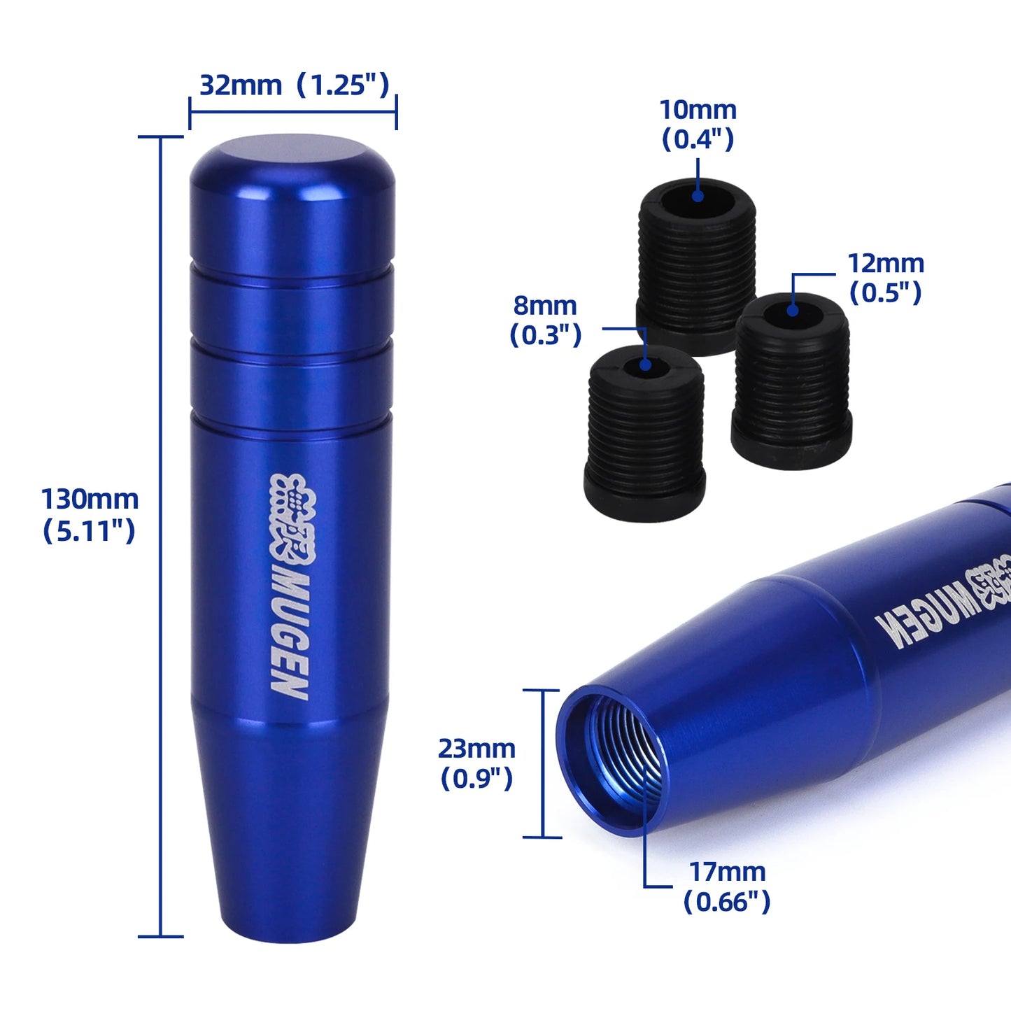 Universal 13CM Aluminium Gear Shift Knob Mugen Electroplating Color Manual Shifter Dandle Extended Manual Transmission