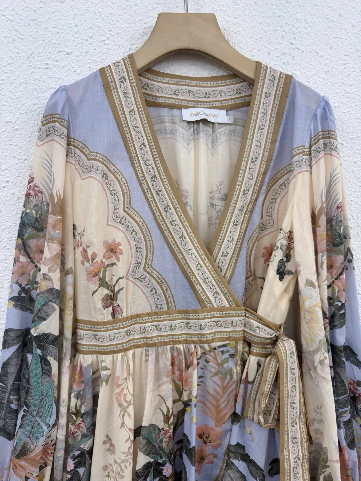 Zimm Long Lantern Sleeve Bohemian Vintage Floral Printing Lace-up Women Mini Dress European High Quality Sexy Sweet Elegant Chic