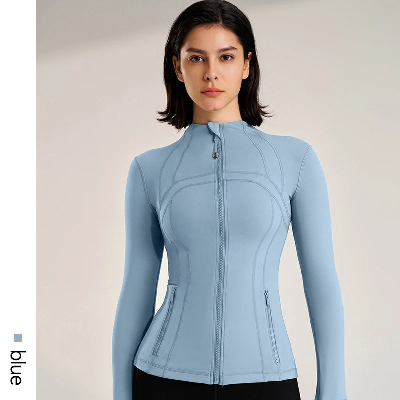 Women's Slim Fit Yoga Jacket   Top With Thumb Button Fitness Wear  Spring Coat