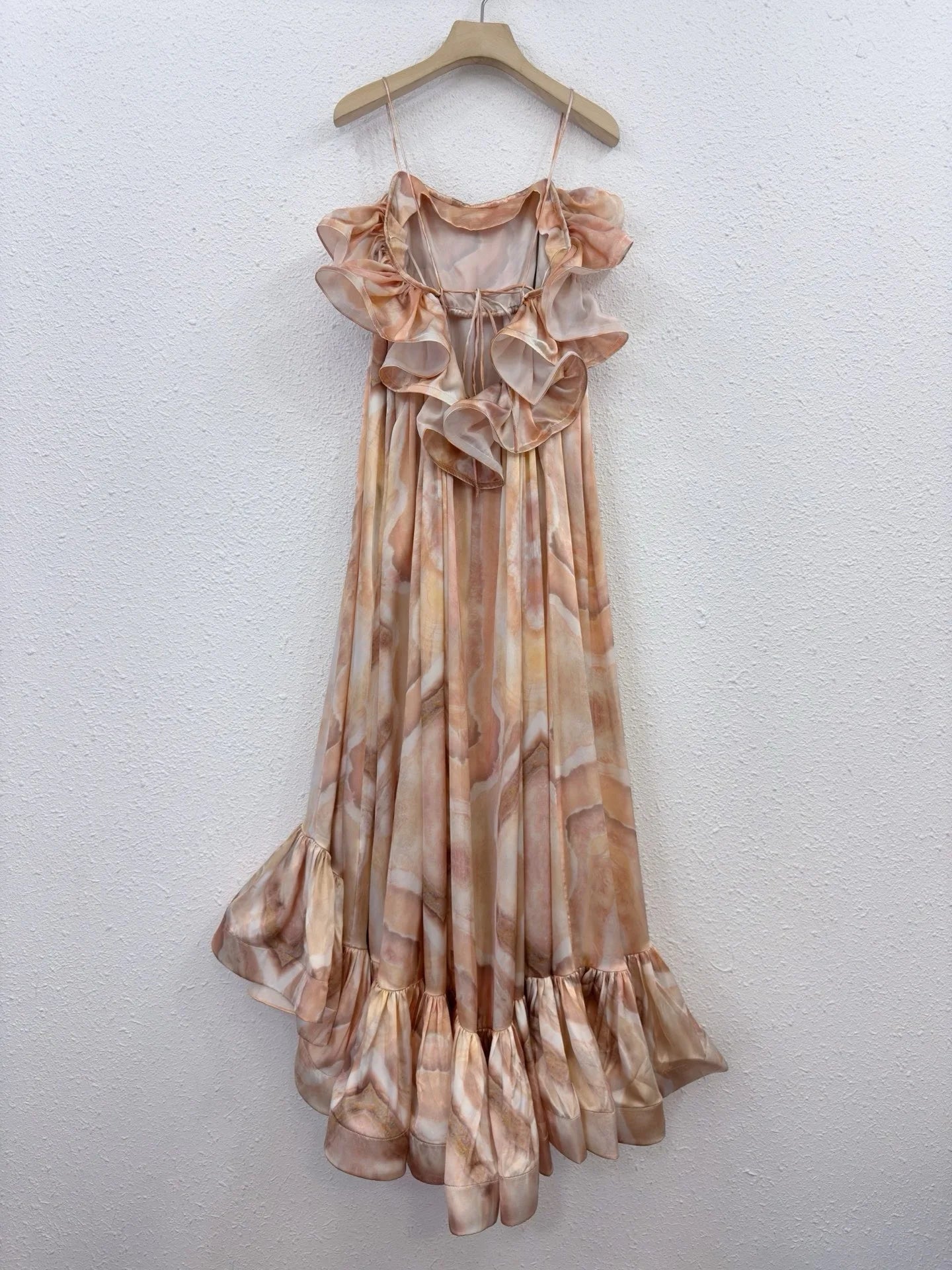 Zimm Vintage Bohemian Runway Designer Silk Linen Floral Printing Spaghetti Strap Women Midi Dress Chic Elegant Luxury