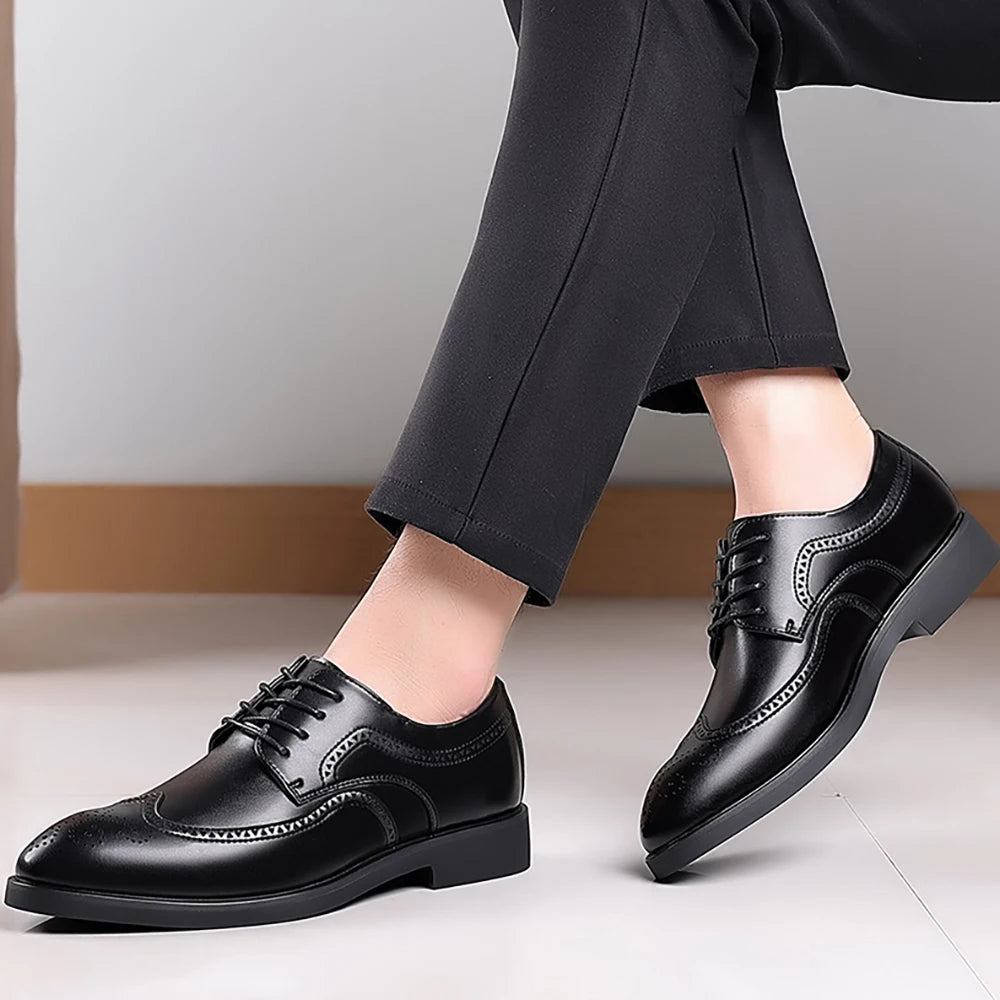 Men's British Brogue Derby Shoes Lace-Up Patchwork Breathable Formal Dress Business Wedding Thanksgiving Christmas Size 40-48