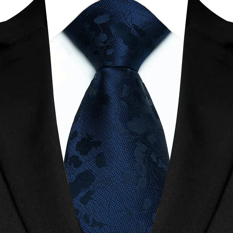 Luxury 8CM Mens Necktie Navy Blue Color Dot Stripes Solid Tie For Man Groom Jacquard Woven Neck Tie For Business Wedding Party