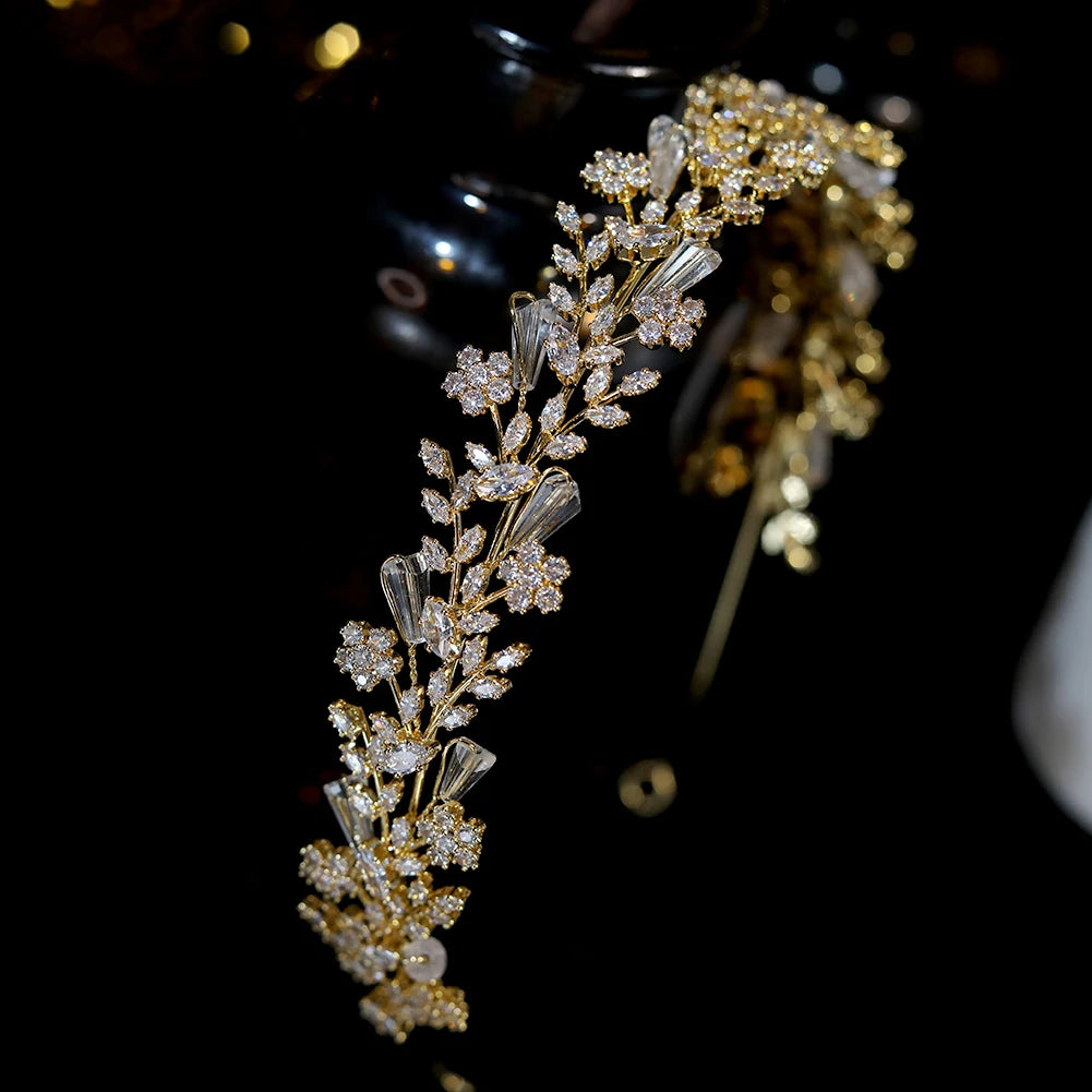 Facinators Headband Guest Wedding Headdress Hair Accessories  Crystal Tiara Flower Couronne Bridal Hair Band Bridesmaid Jewelry