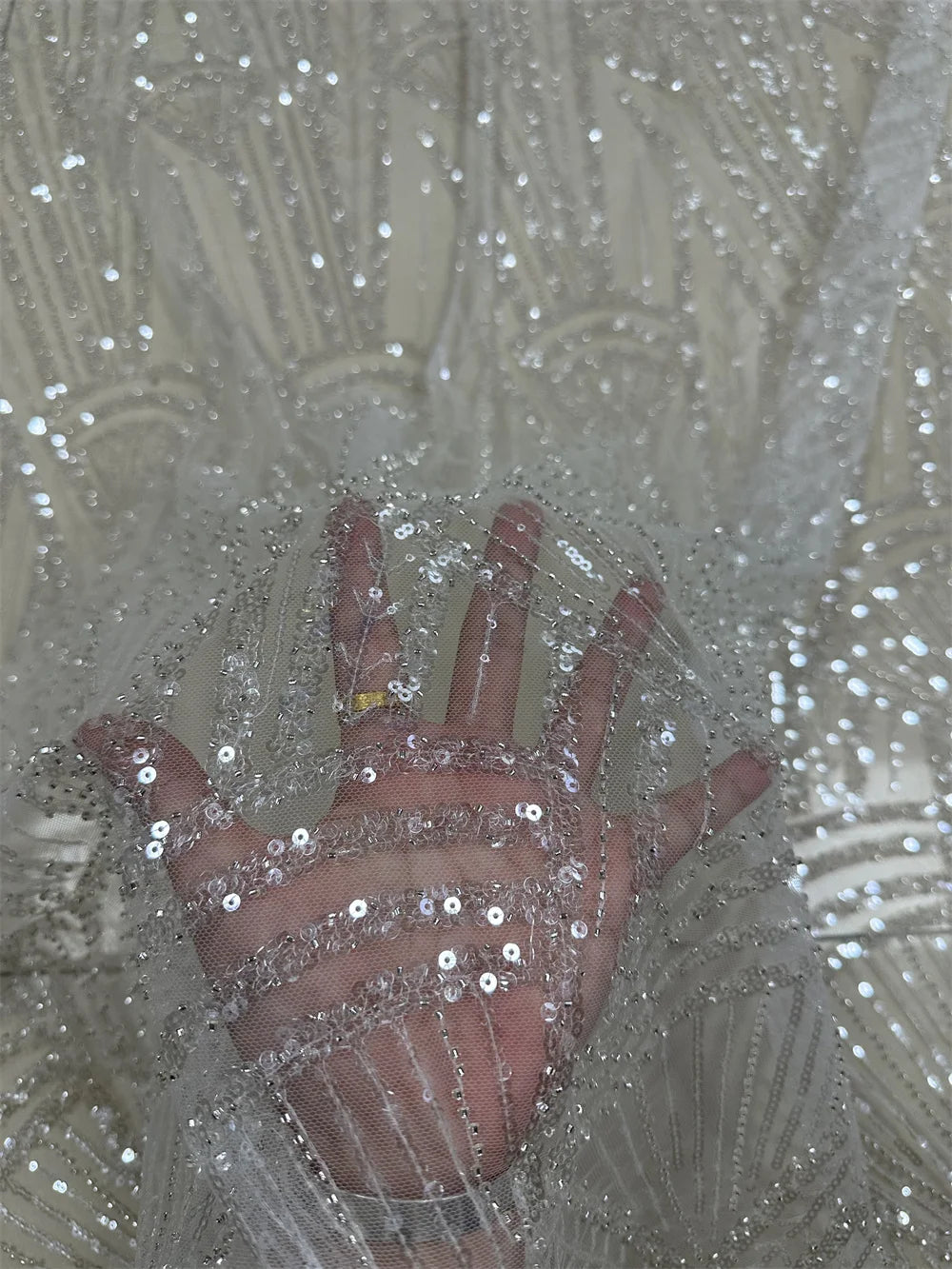 African Sequins Tulle Lace Fabric 2023 High Quality Lace French Luxury Beaded Net Lace Fabric Nigerian For Women Wedding Dresses