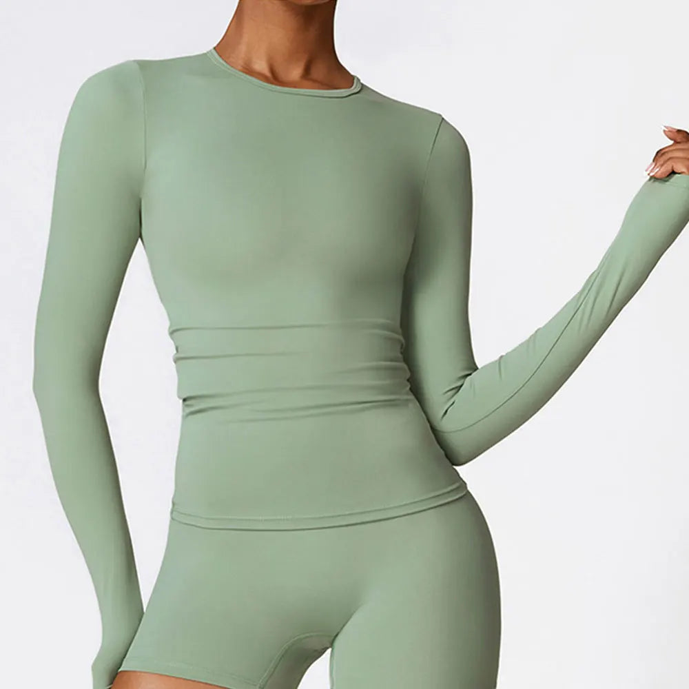 Women's Quick Dry Breathable Yoga Long Sleeves Crop Top