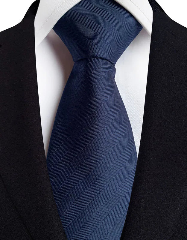 Luxury 8CM Mens Necktie Navy Blue Color Dot Stripes Solid Tie For Man Groom Jacquard Woven Neck Tie For Business Wedding Party