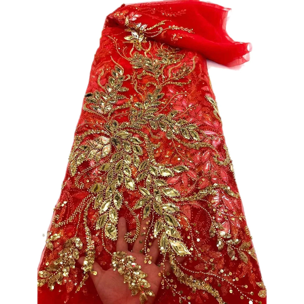 French Guipure Beaded Glitter Sequin lace Fabrics Quality For Sewing Wedding Dress Blue Tulle Lace Floral Embroidery Fabric