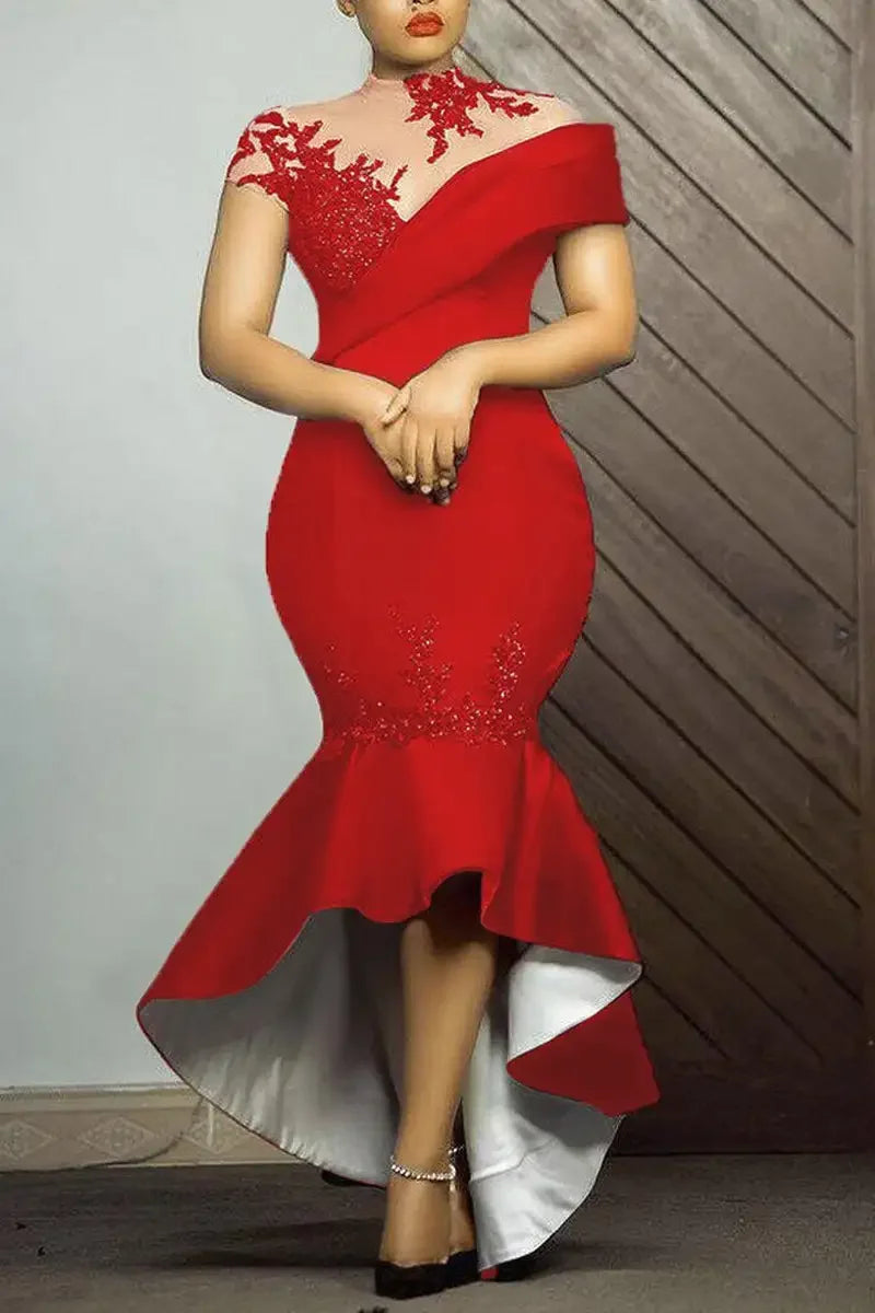 Elegant Royal Blue Mermaid Prom Dresses High Low Fit Special Occasion Dress Cap Sleeves High Neck Evening Gown Customized 2025