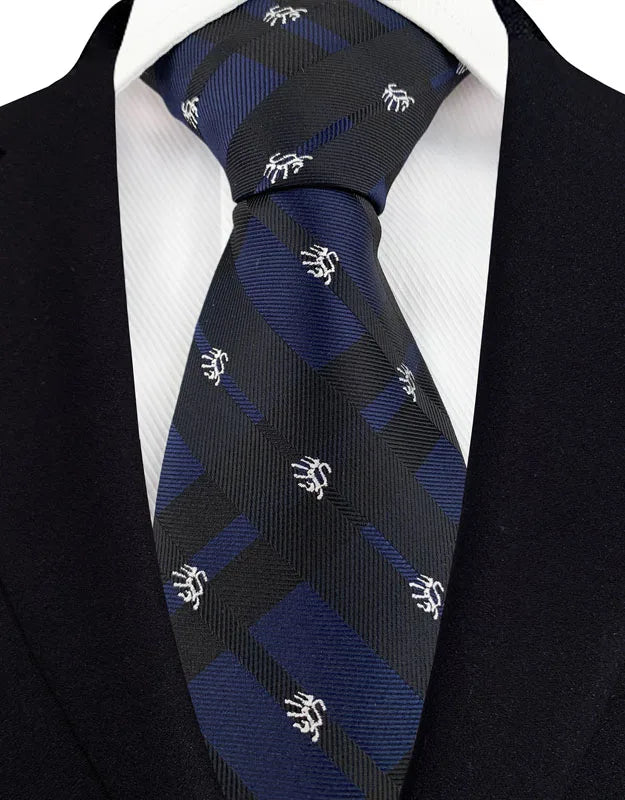 Luxury 8CM Mens Necktie Navy Blue Color Dot Stripes Solid Tie For Man Groom Jacquard Woven Neck Tie For Business Wedding Party