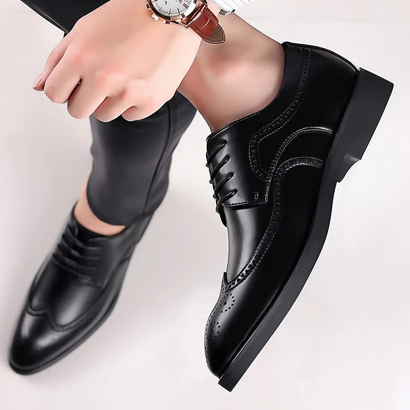 Men's British Brogue Derby Shoes Lace-Up Patchwork Breathable Formal Dress Business Wedding Thanksgiving Christmas Size 40-48