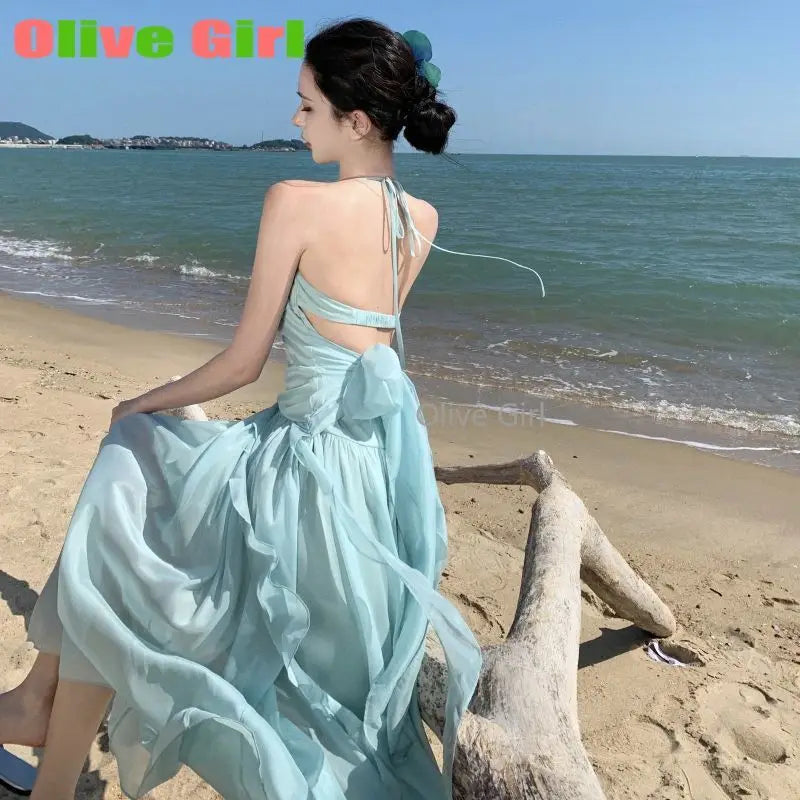 Beautiful Women's   Summer French Halter Long Dress Bodycon Birthday Party Dance