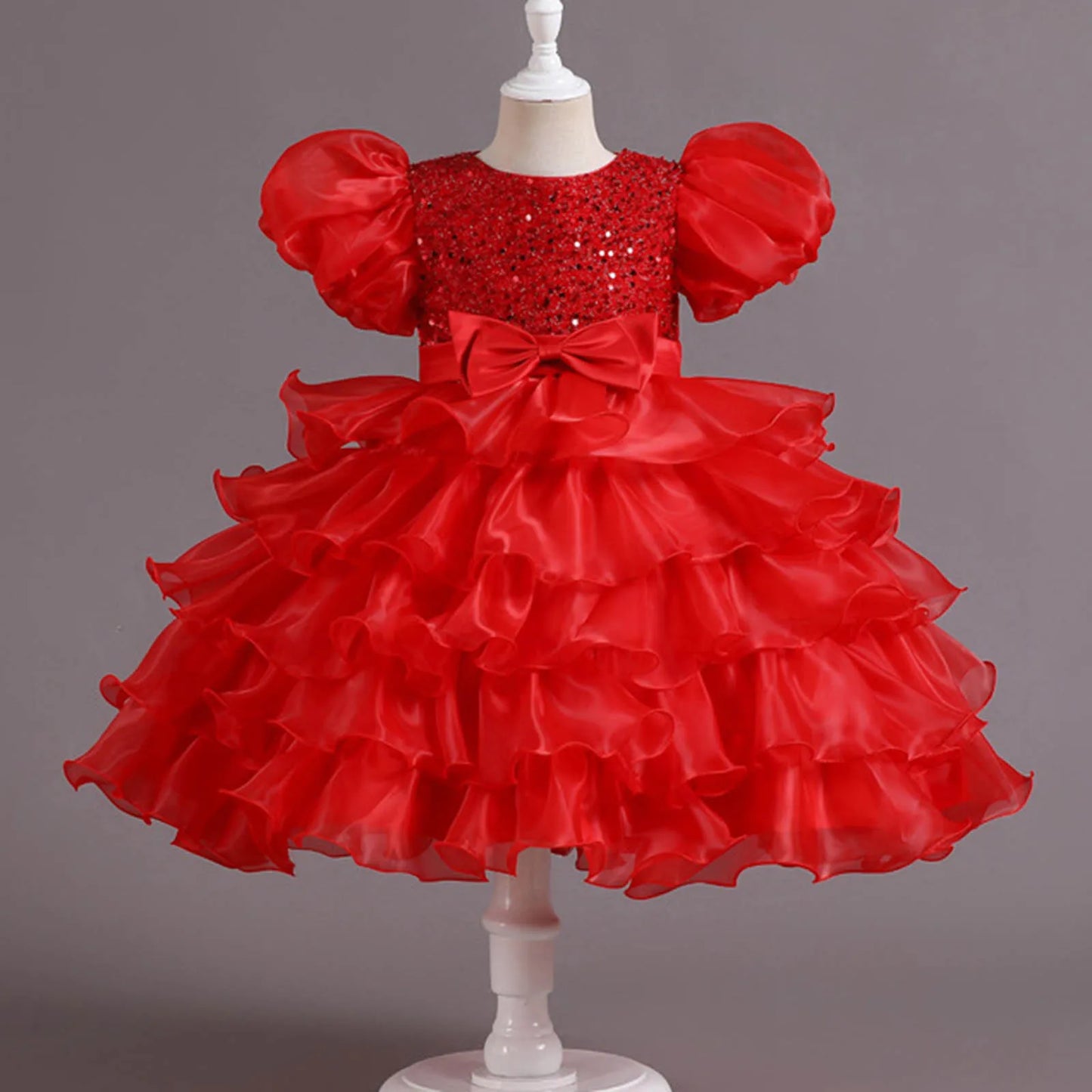 Youth Dress  Breathable Comfortable Puff Sleeve Puf Birthday