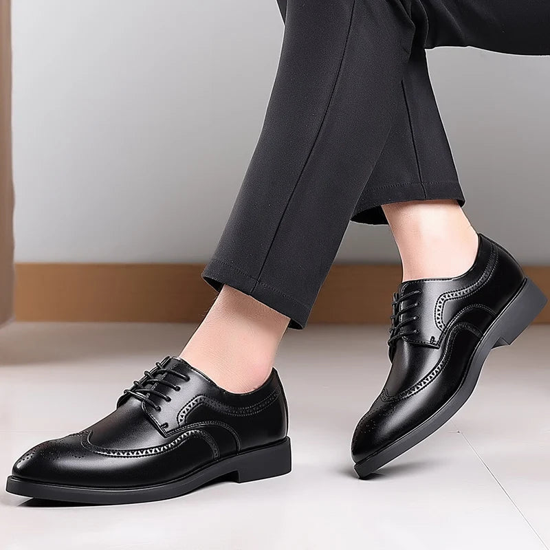 Men's British Brogue Derby Shoes Lace-Up Patchwork Breathable Formal Dress Business Wedding Thanksgiving Christmas Size 40-48