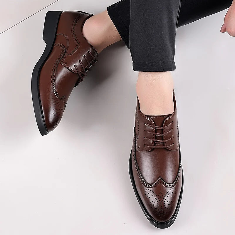 Men's British Brogue Derby Shoes Lace-Up Patchwork Breathable Formal Dress Business Wedding Thanksgiving Christmas Size 40-48