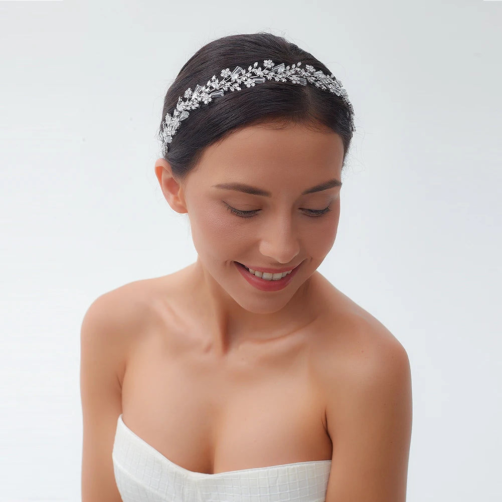 Facinators Headband Guest Wedding Headdress Hair Accessories  Crystal Tiara Flower Couronne Bridal Hair Band Bridesmaid Jewelry