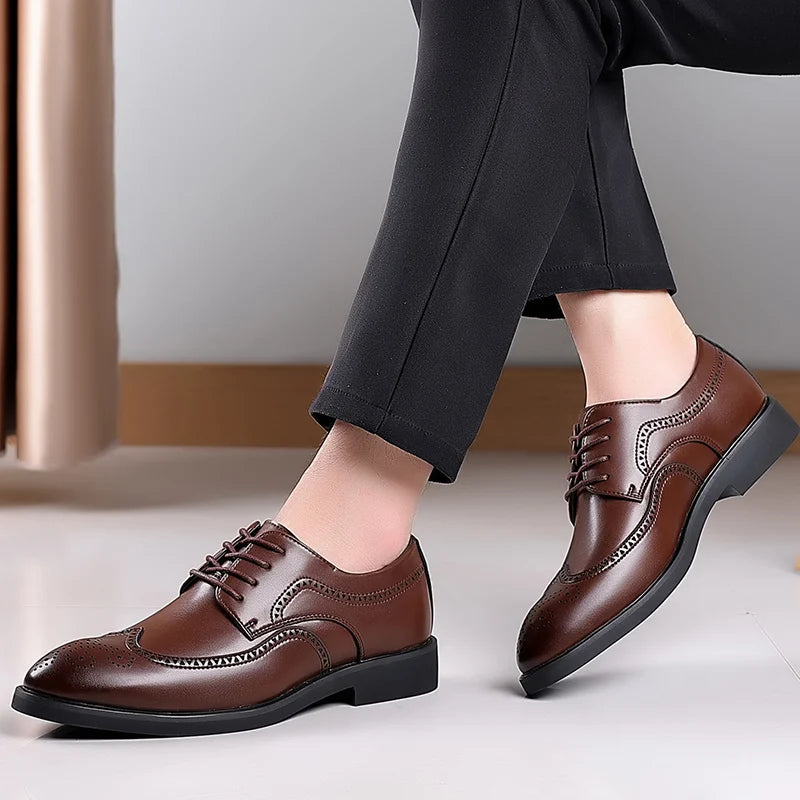 Men's British Brogue Derby Shoes Lace-Up Patchwork Breathable Formal Dress Business Wedding Thanksgiving Christmas Size 40-48