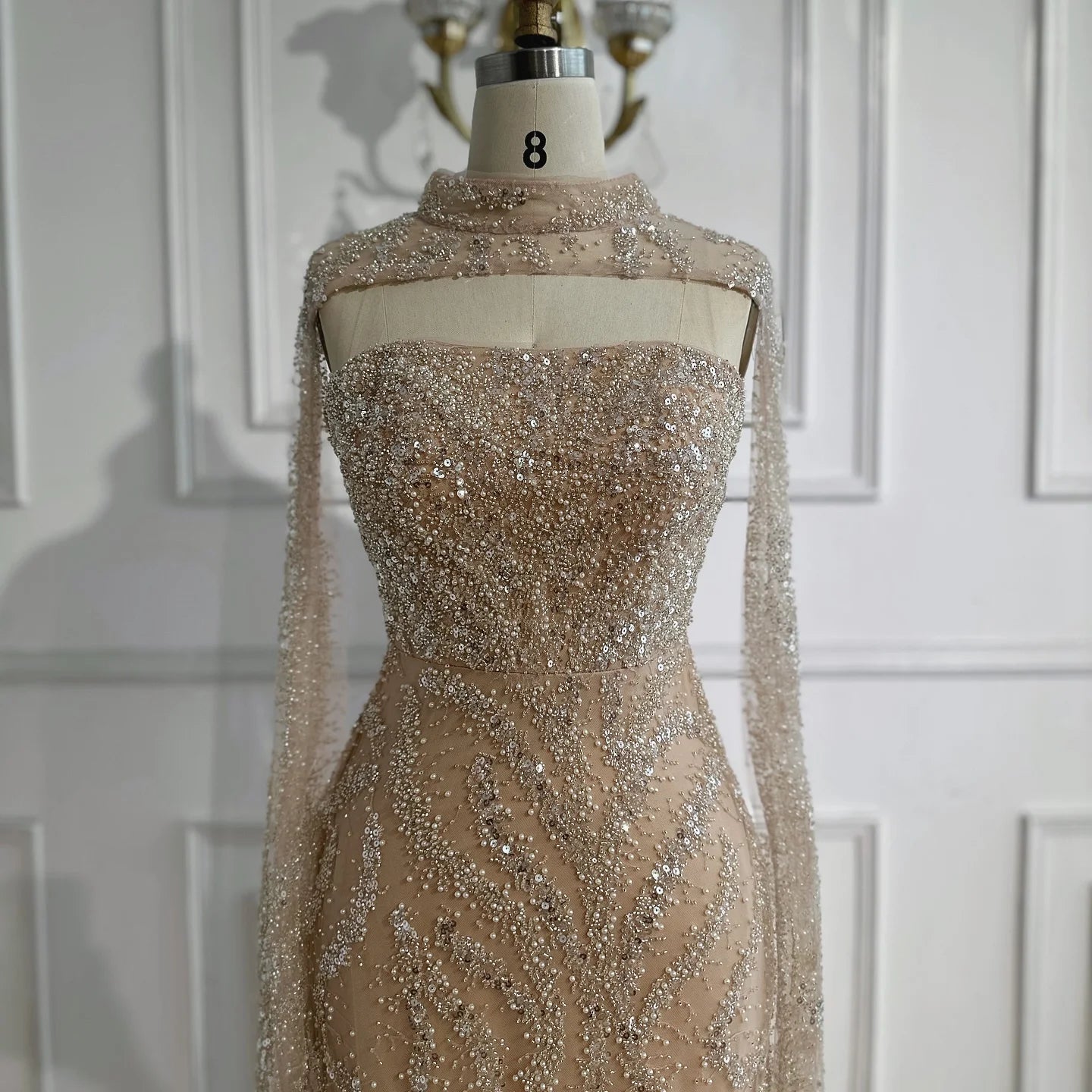 Nude Strapless Mermaid Evening Dresses SERENE HILL 2025 Gown Detachable Cape Lace-Up Back Formal Occasion GLA72824 Customized