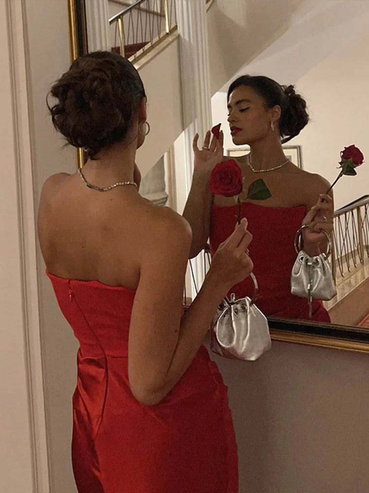 Sexy Long Dress Women Elegant Off-shoulder Strapless Hip Package Female Vestidos Vintage Slim Fit Ladies Evening New Year Gown