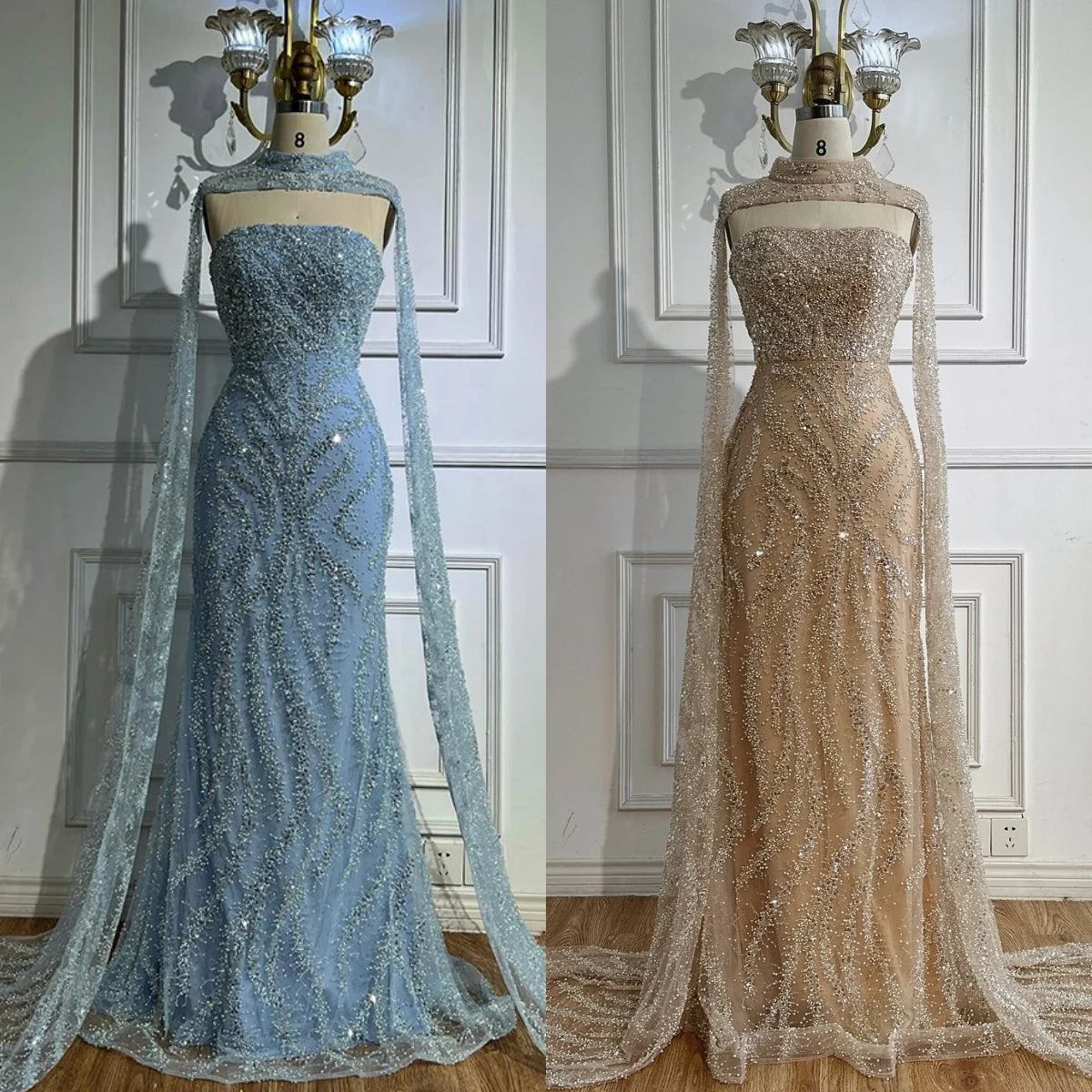 Nude Strapless Mermaid Evening Dresses SERENE HILL 2025 Gown Detachable Cape Lace-Up Back Formal Occasion GLA72824 Customized