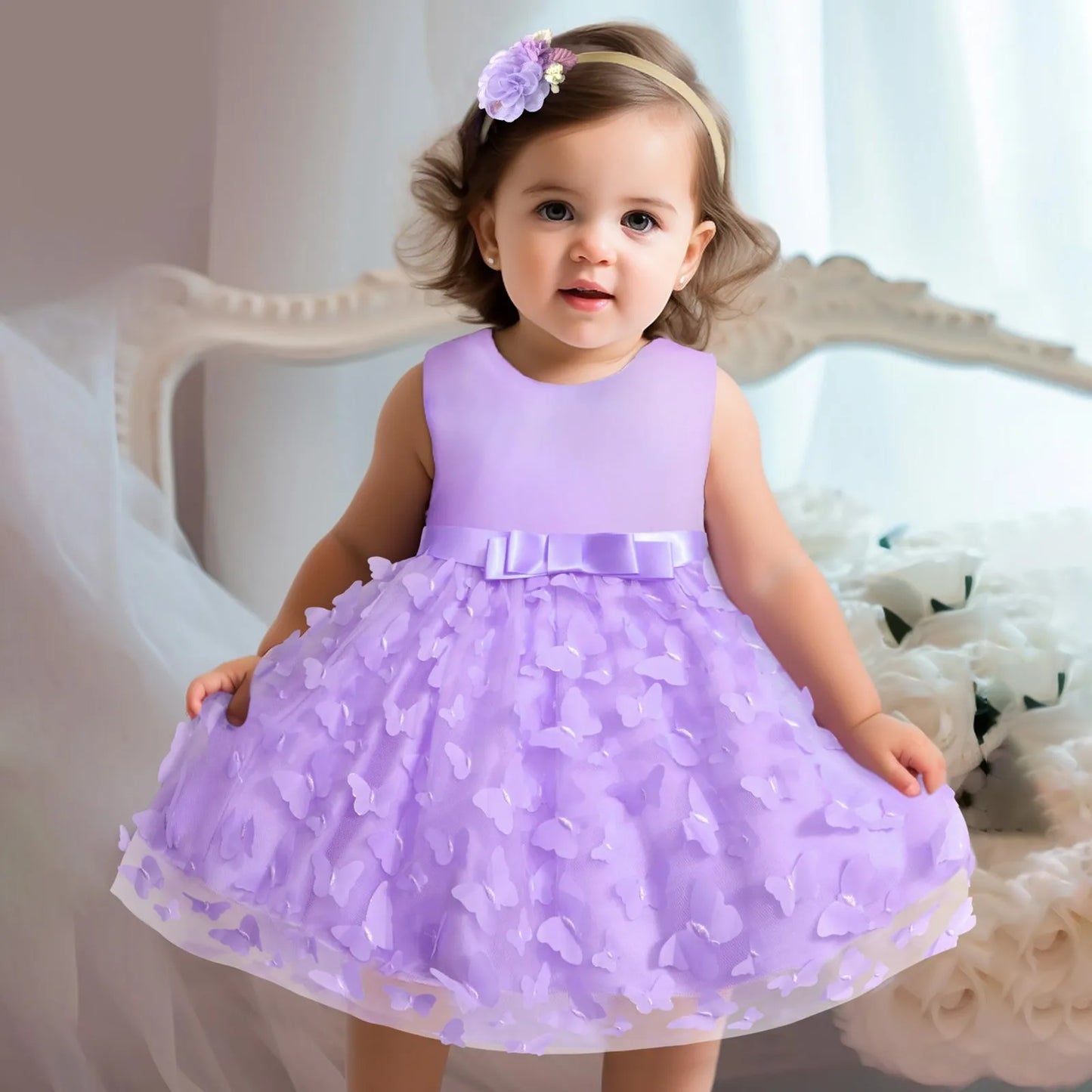 Girls Party  Sleeveless Butterfly  Princess Dress
