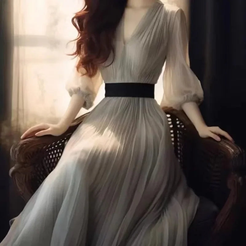 Korean Style Woman Long Sleeve Dress High Quality Elegant and Beautiful Dresses for Women G Designer Kpop On Sale Clearance Full