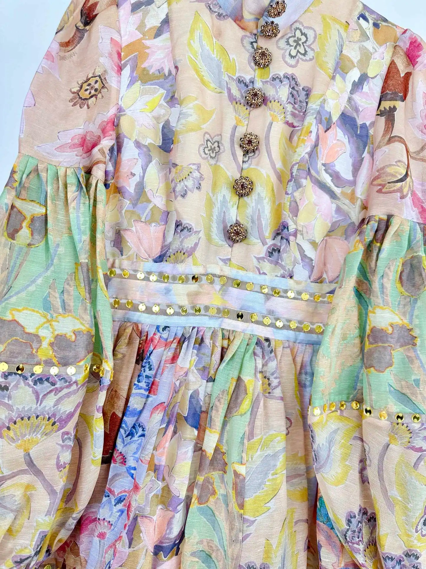 Zimm Silk Linen Printing Mini Women Dress Runway Designer Chic High Quality European