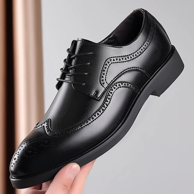Men's British Brogue Derby Shoes Lace-Up Patchwork Breathable Formal Dress Business Wedding Thanksgiving Christmas Size 40-48