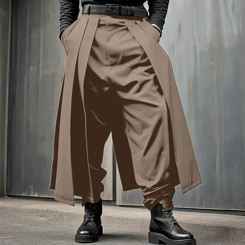 MAN Pants Solid Color Joggers Loose Button Pleated Casual Wide Leg Trousers Men Streetwear 2024 Fashion Pants