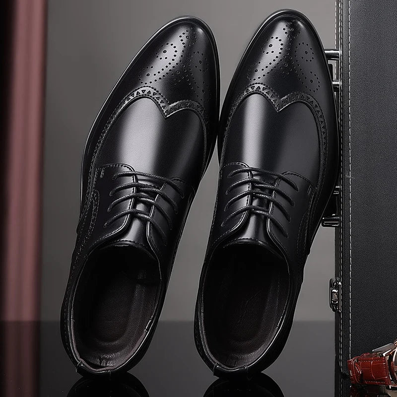 Men's British Brogue Derby Shoes Lace-Up Patchwork Breathable Formal Dress Business Wedding Thanksgiving Christmas Size 40-48