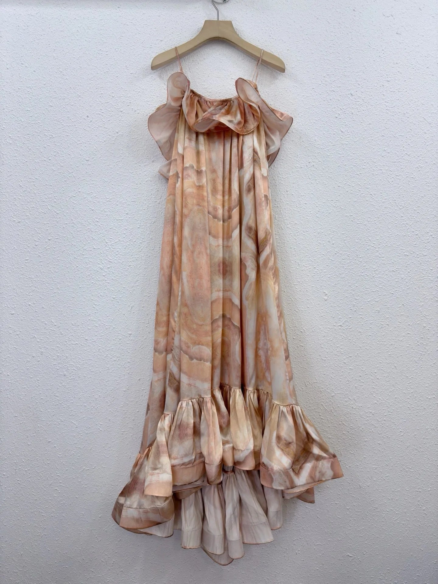 Zimm Vintage Bohemian Runway Designer Silk Linen Floral Printing Spaghetti Strap Women Midi Dress Chic Elegant Luxury