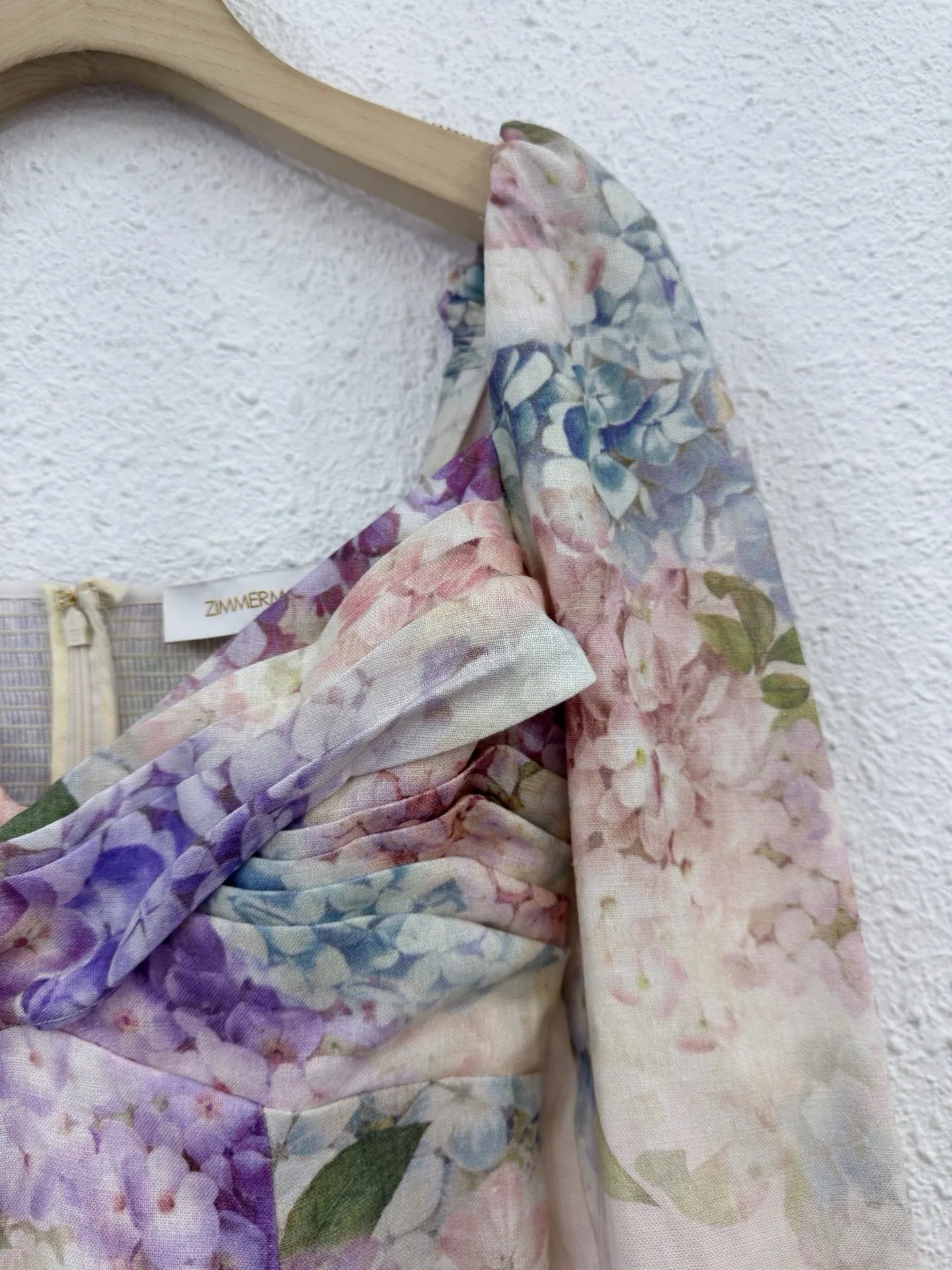 Zimm 100% Linen Women Printing Long Sleeve Mini Dress High Quality Bohemian Vintage Sweet Elegant Chic Luxury A-Line European