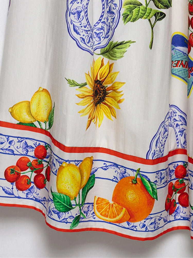 Printed Halter Long Dress Shirt Half Skirt Pleated Slim Fit Vacation Beach Suspender Dress Women Hollowed Out Bow Strap Dress