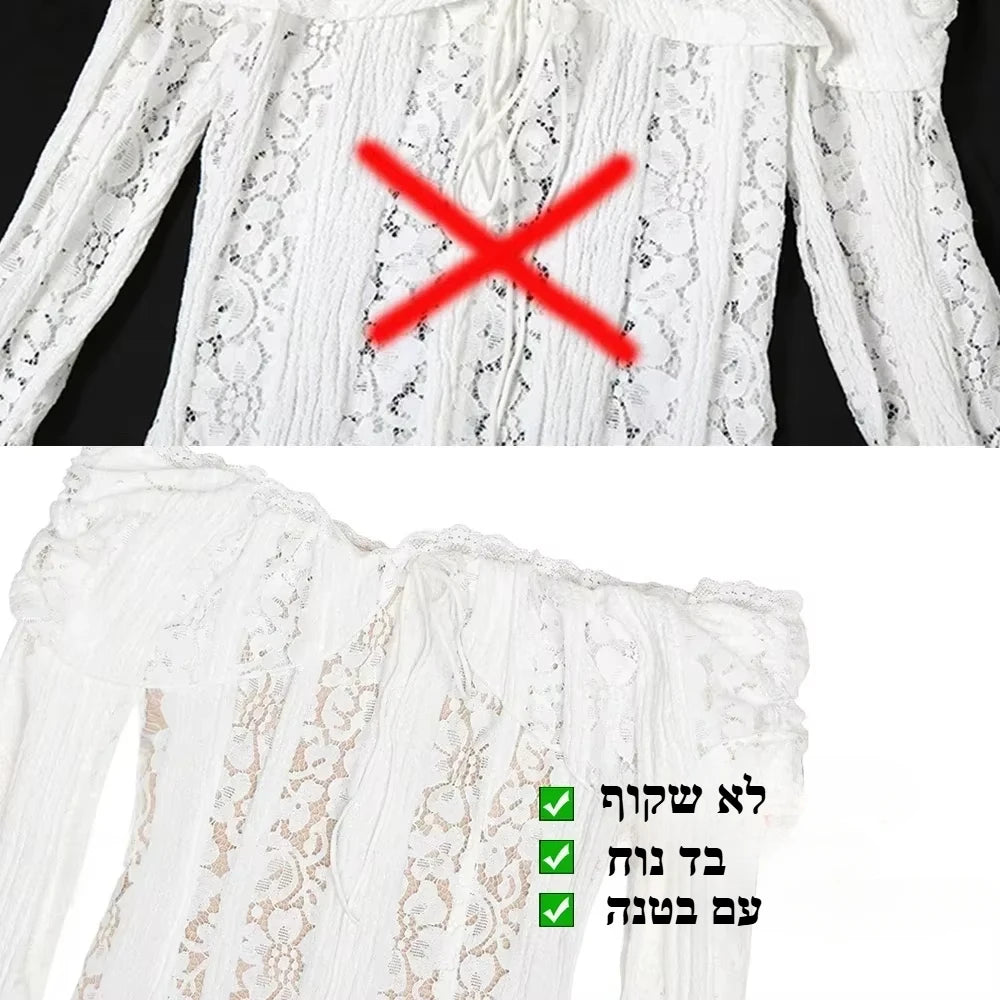 Oligai Lace Slim Mini Dress for Women Off The Shoulder Sexy Long Sleeves Club Party Dresses Bodycon Elegant Autumn Dress