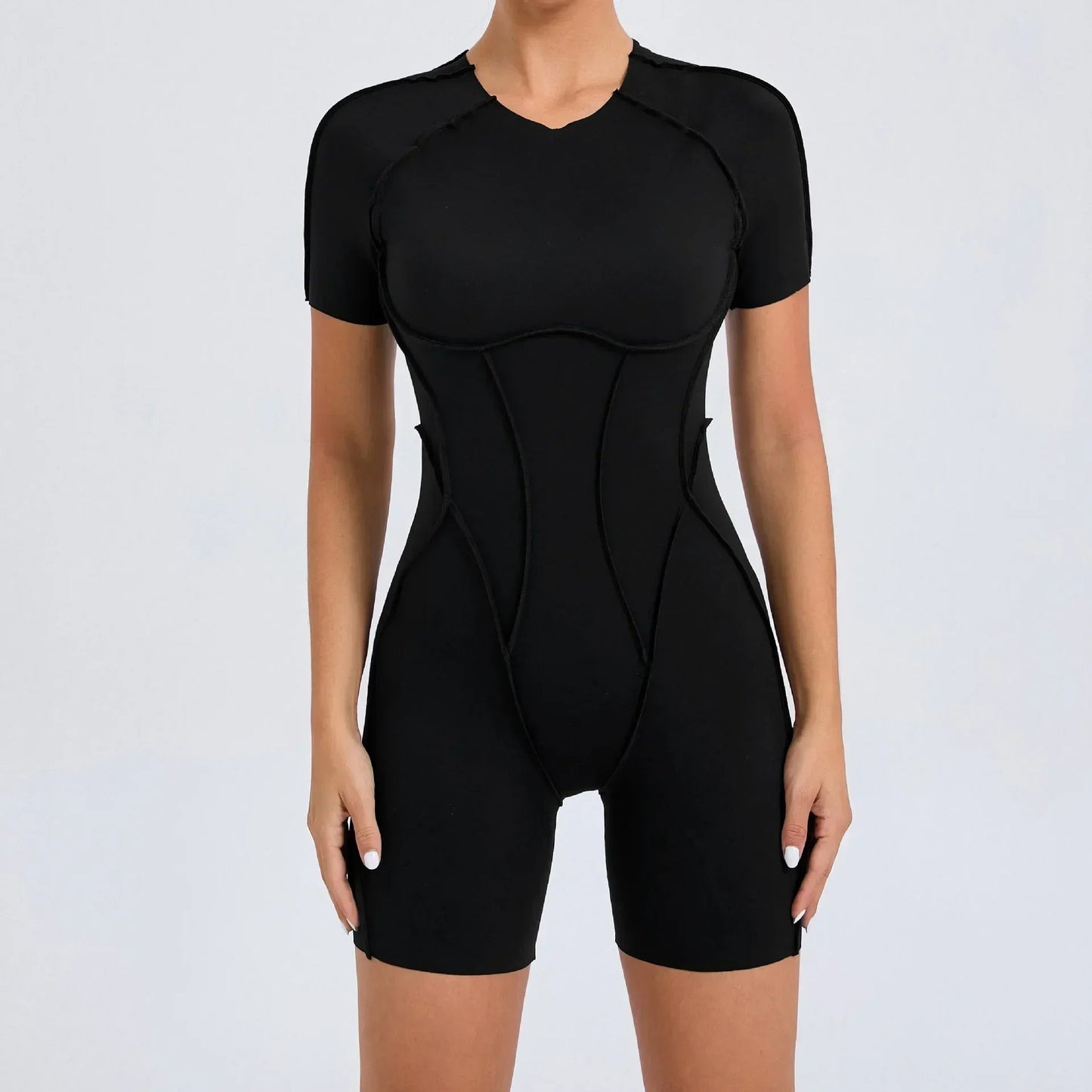 Sexy Hollow Backless Yoga Sport Jumpsuit Short Women Monkeys One Piece Outfit Short Sleeve Gym Romper Female Fitness Overalls